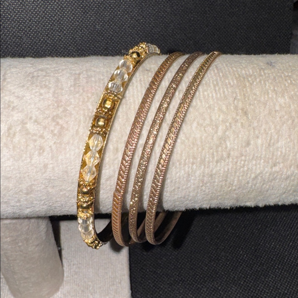 Gold and Crystal Embellished Bracelet lot (4)